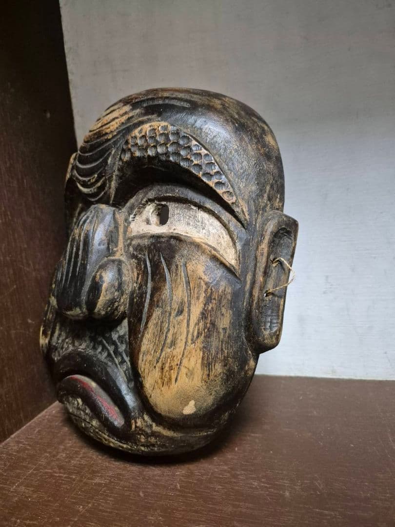 お面 木彫り面　縁起面 木彫 彫刻 祭り 仮面 伝統芸能 飾り面