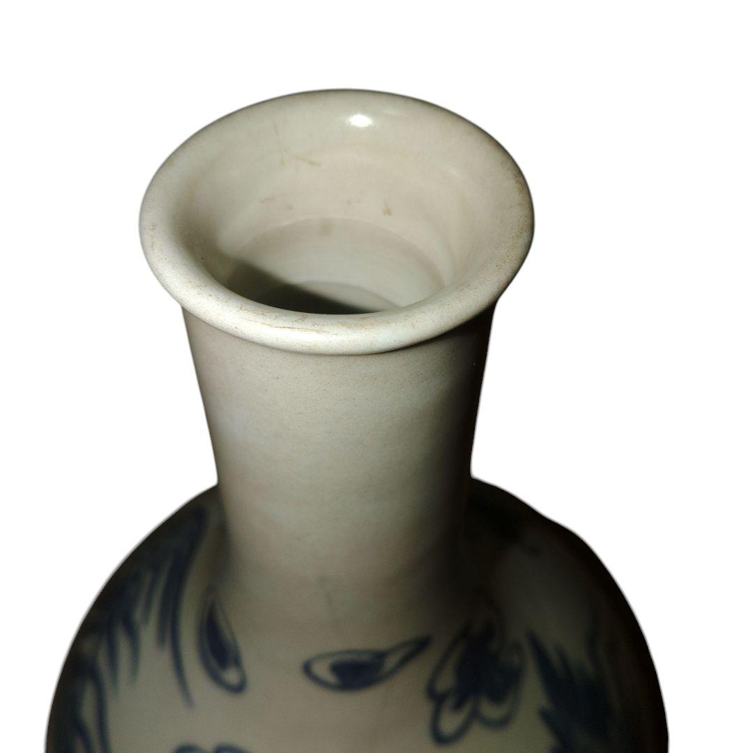 李朝　鳳凰文染付鶴首徳利　　花瓶　朝鮮美術