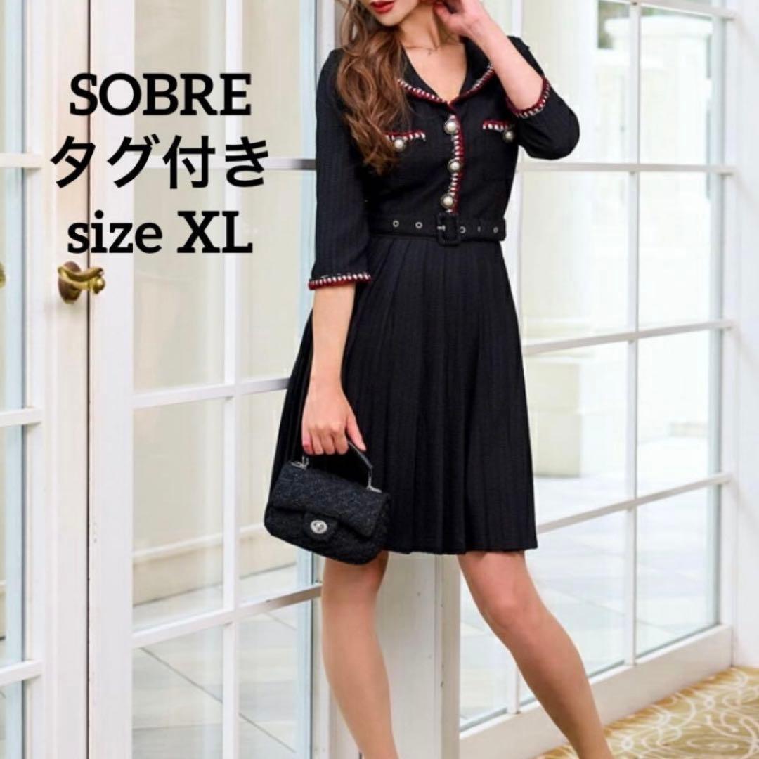 SOBRE ソブレ プリーツブレードワンピース キャバドレス　XL ラウンジ　黒