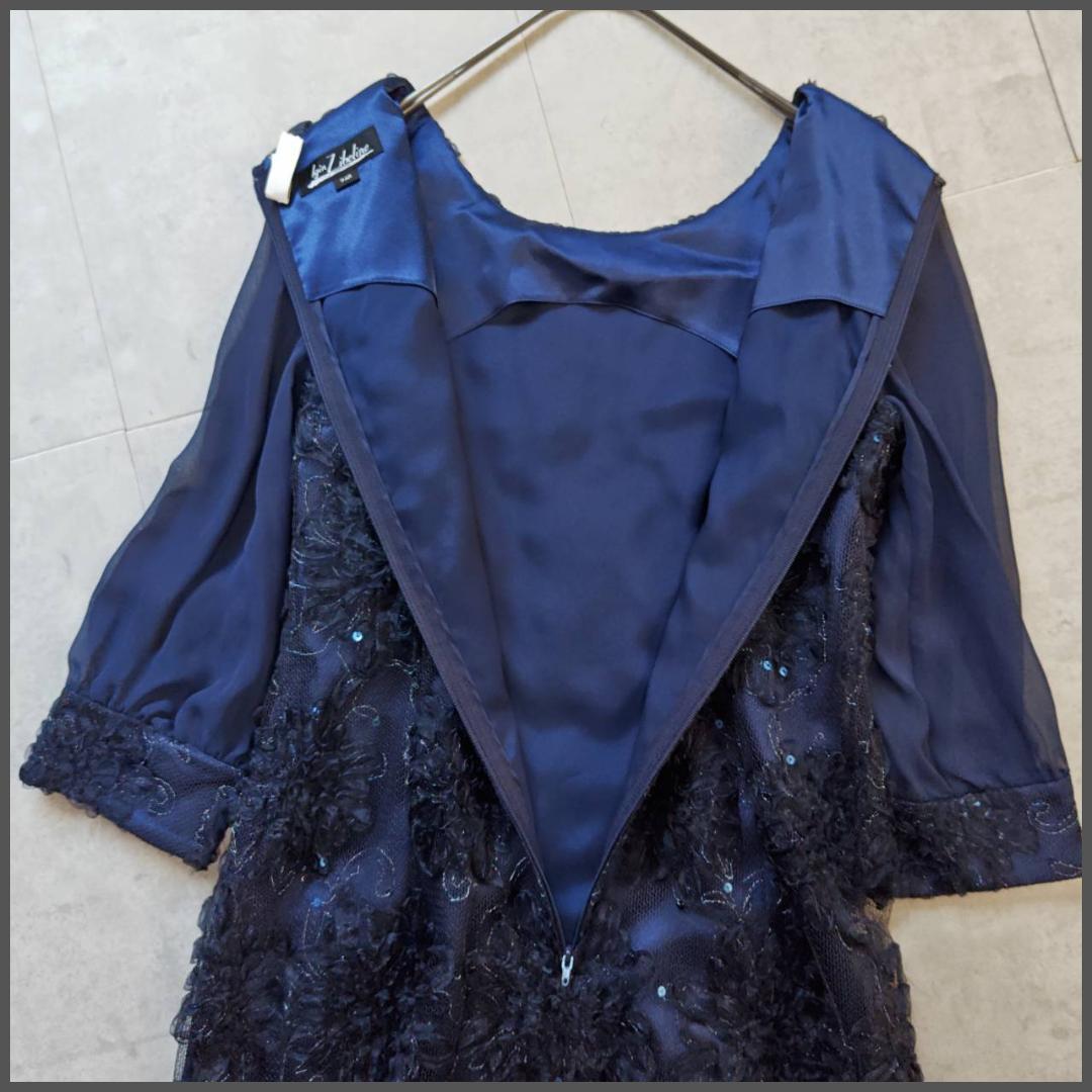 Igin カラーフォーマルドレス パーティ ワンピース 花リボン シアー