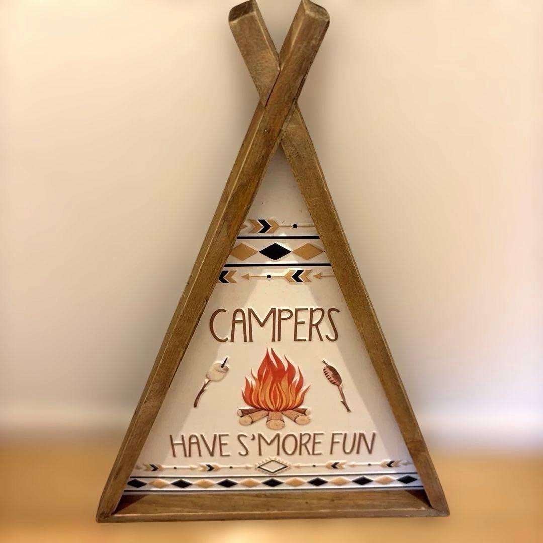 アウトドア、キャンプテーマ 木製装飾品3点セット