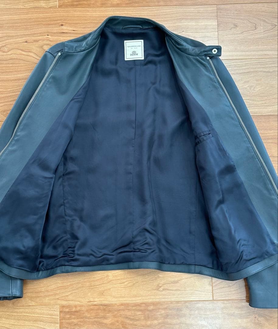 DENIM×TOMORROWLAND ラムレザー シングルライダースジャケット