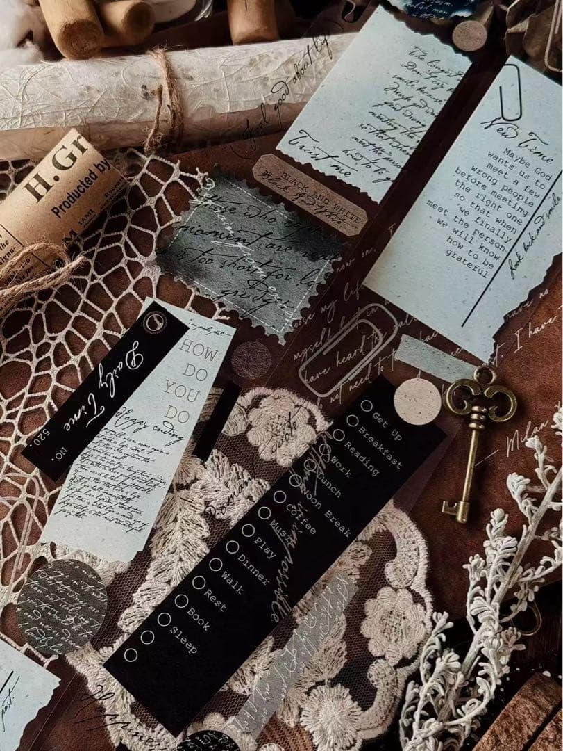 霖蓝汐原创手账《古韵纸章》海外マスキングテープ　マステ 【2647】