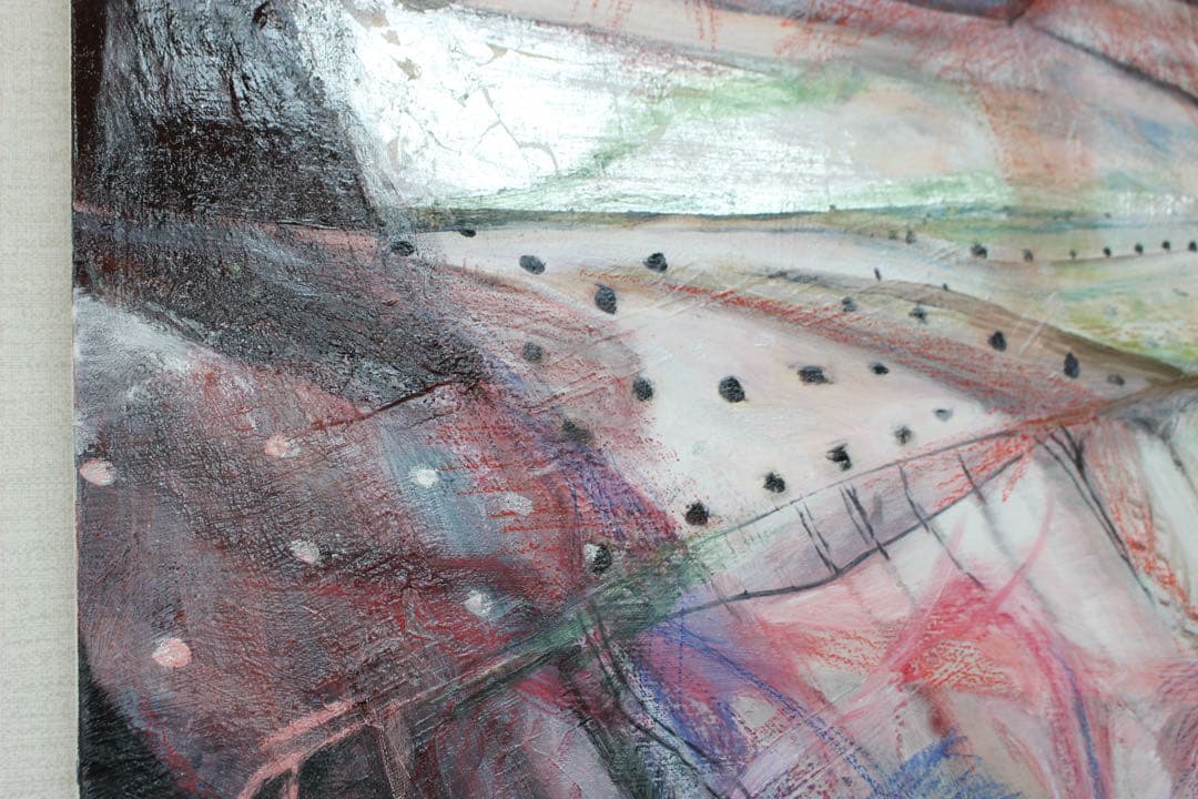 【M20号】逆光 原画 抽象油彩画 多色使い 点描技法