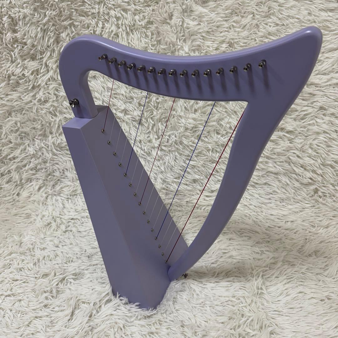 超軽量 パステルハープ パープル 15弦 ケース付き グレースハープ