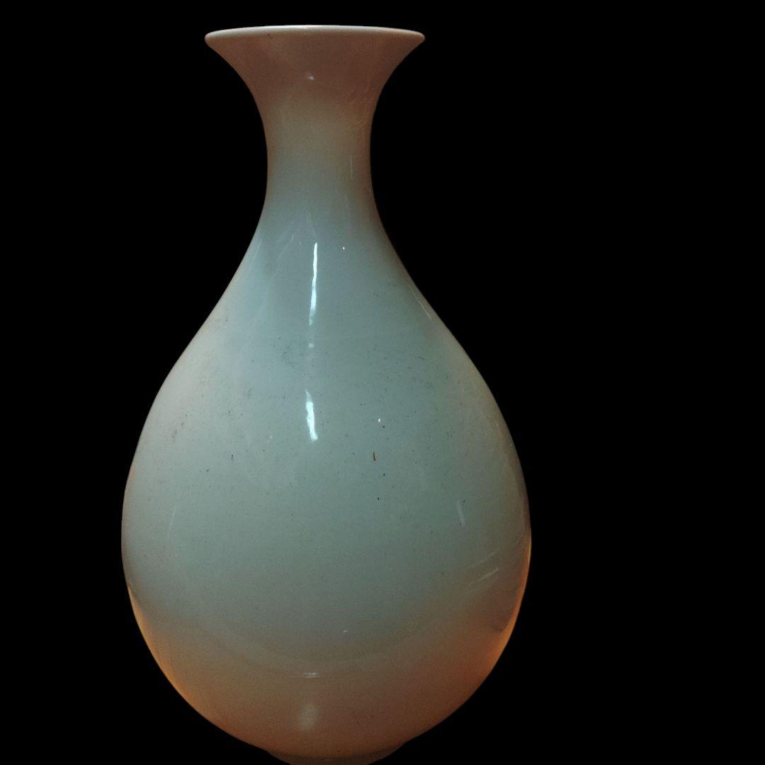 中国美術　景徳鎮写　白磁鶴首花瓶