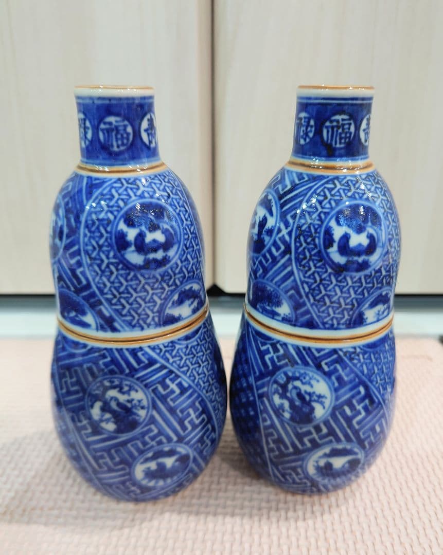 六代 高橋道八　華中亭道八　青華　祥瑞　徳利　共箱