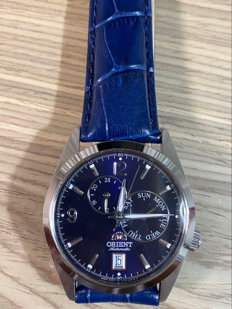 マ*ィ様 ORIENT オリエント　自動巻き時計 ネイビー　レザーベルト