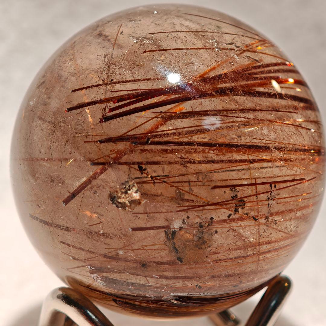 【51mm】ゴールドルチルクォーツ スフィア 丸玉 天然石 金針