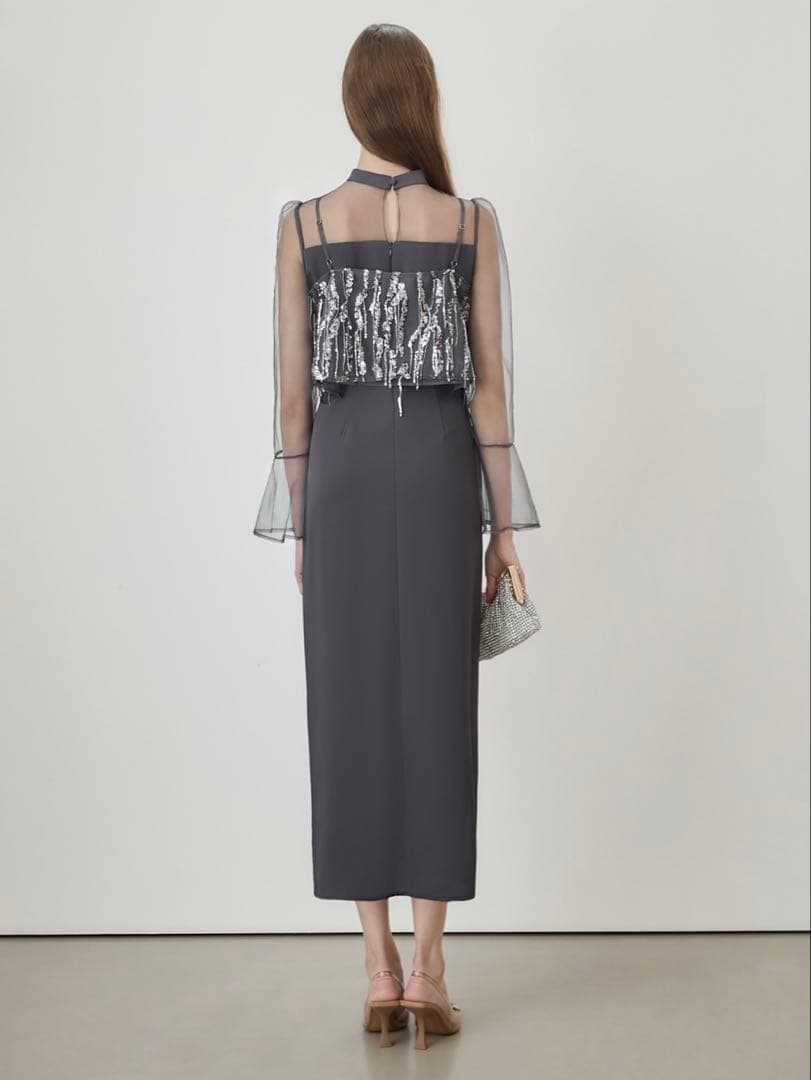 2WAYスパンコールビスチェチュールIラインワンピースドレス結婚式二次会成人式