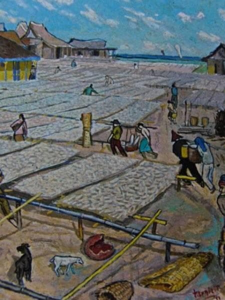 TANILIT（タニリット）、魚を干す、希少な額装用画集画