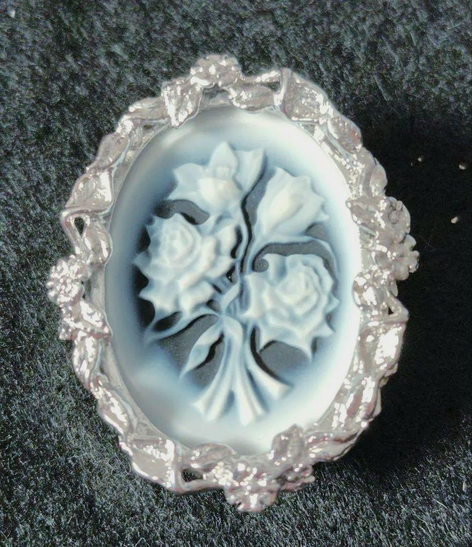 STEPHAN　カメオ　花　ブローチ　ネックレス　ペンダント　2WAY　チャーム