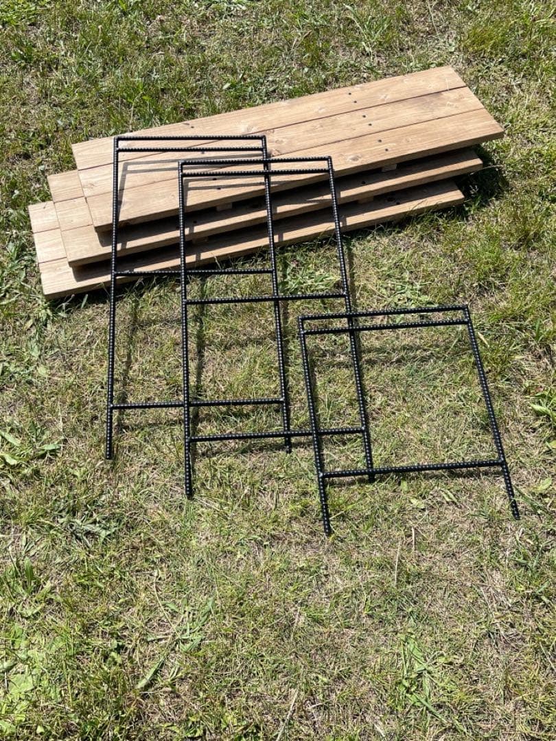 吊り下げ３段シェルフ70 アンティークウッド　アイアンラック/レッグ　キャンプ