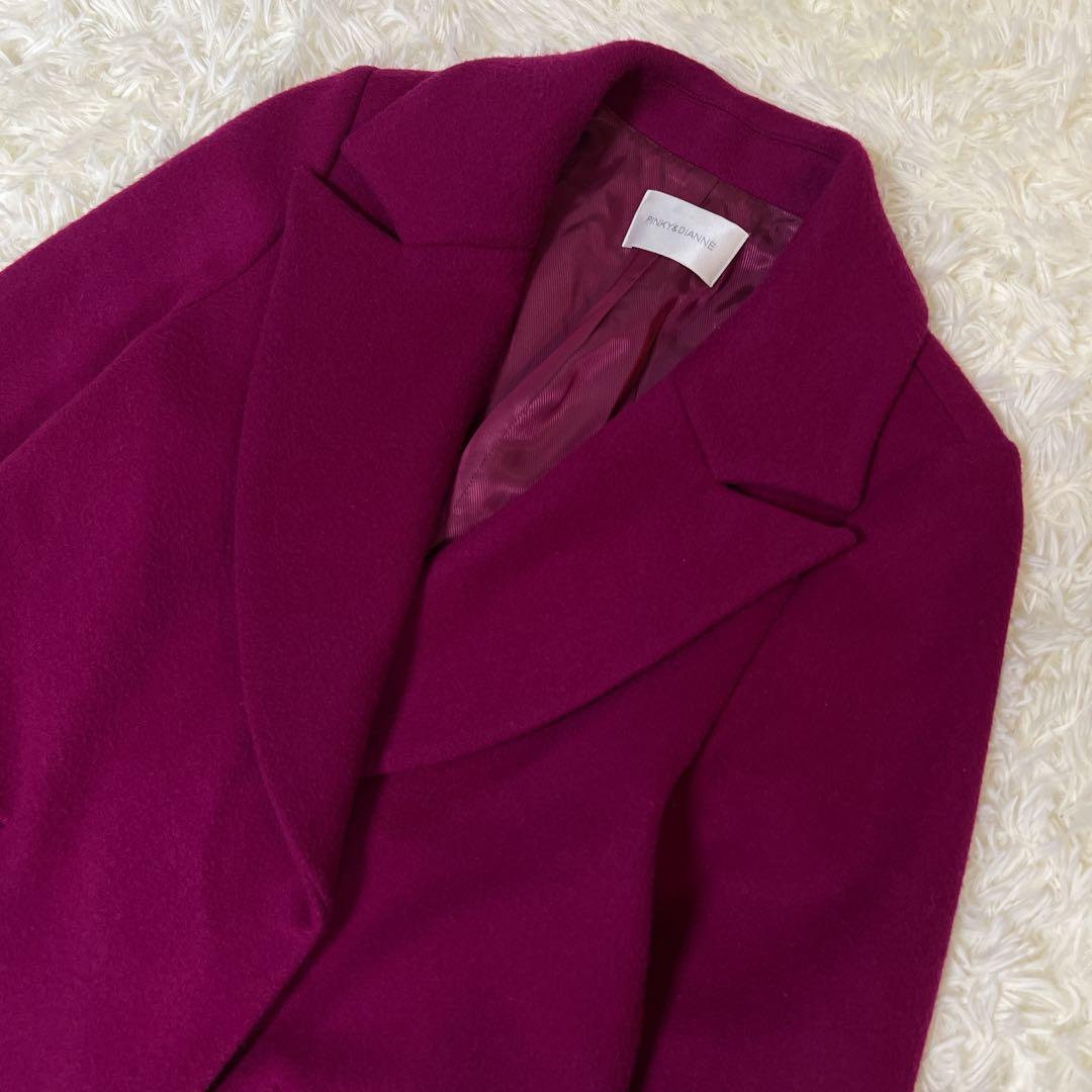 完売品✨PINKY & DIANNE ウールダブルクロスカラーコート　カシス　S