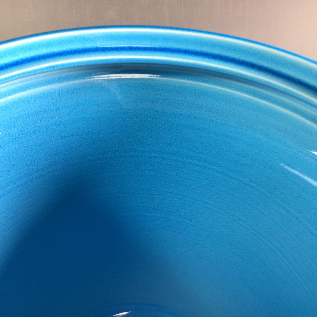 Ｒ６５６　水指　『御室窯造』『浅黄交趾』『末広水指』　共箱　茶道具