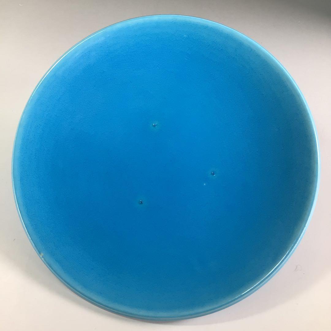 Ｒ６５６　水指　『御室窯造』『浅黄交趾』『末広水指』　共箱　茶道具