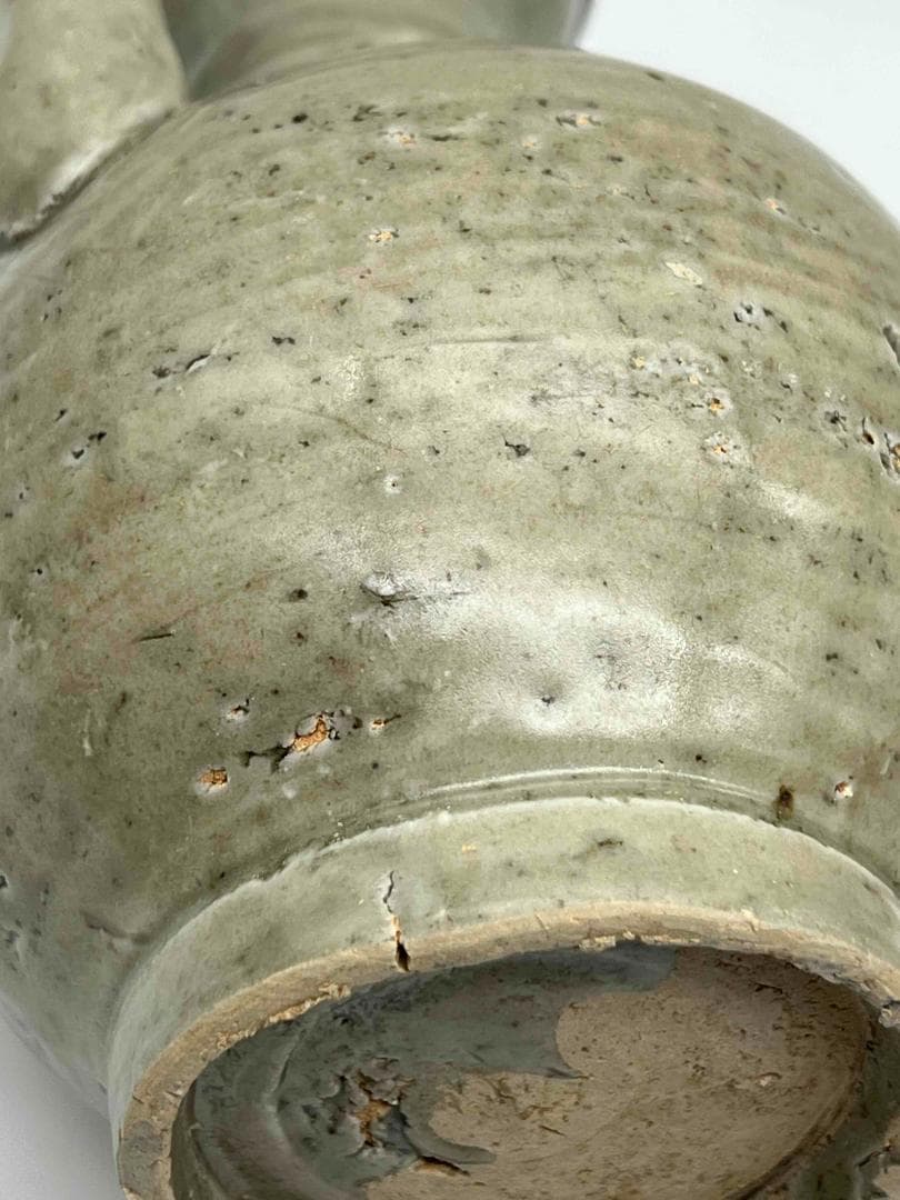 北宋時代　青磁弦紋水注　越州窯　水滴　水指　水差し　茶道具(C-68)