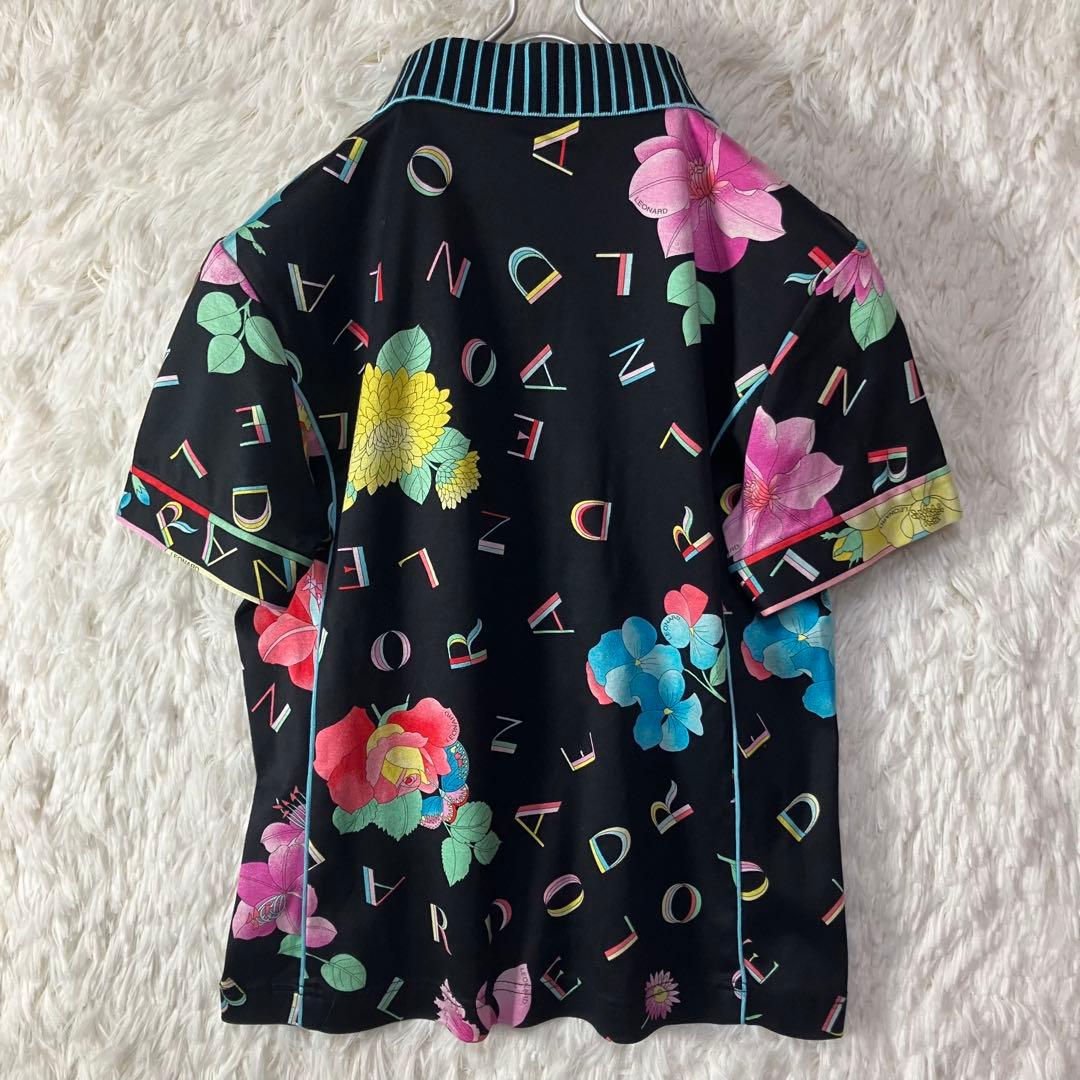 極美品 レオナールスポーツ ポロシャツ 半袖 花柄 総柄 日本製 Ｍ