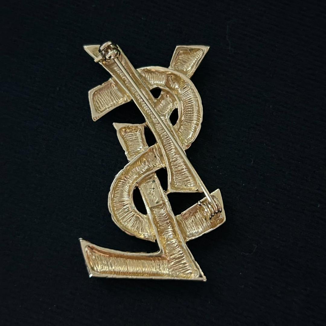 【美品】イヴサンローラン ブローチ ゴールドカラー　0607004