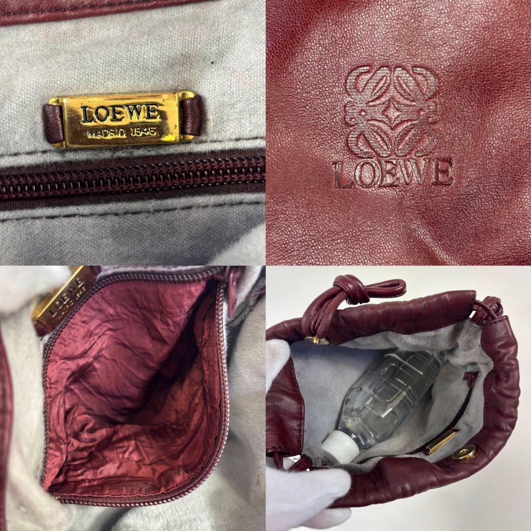 【希少カラー】LOEWE☘️✨巾着ショルダー✨アナグラム✨ボルドー✨バッグ