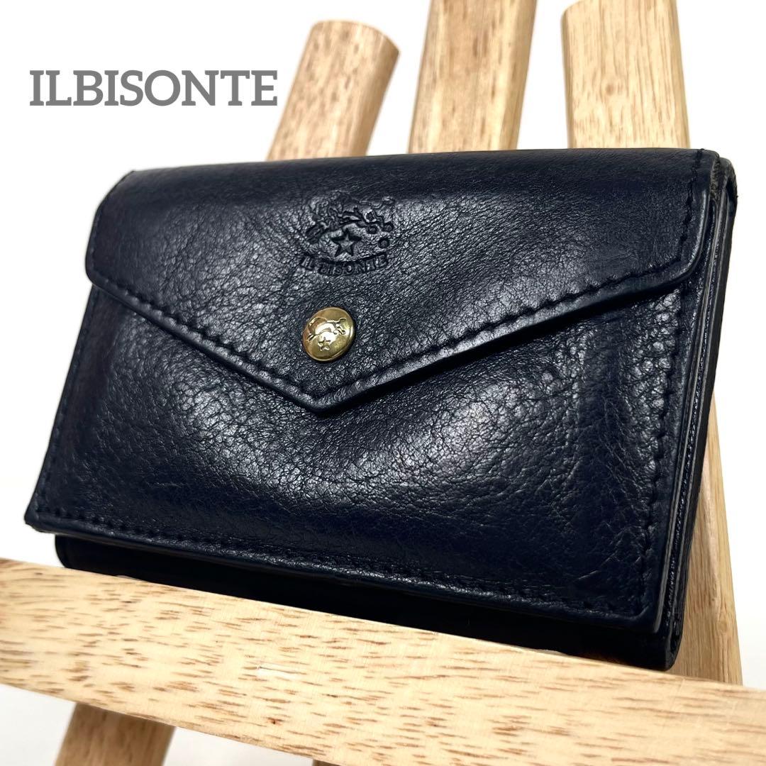 イルビゾンテ　三つ折り財布　トリフォルド　ミニ財布　ロゴ型押し　ゴールド金具