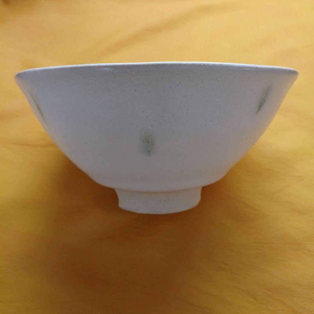 美品　清水保孝　白釉緑彩　茶碗 共箱付き