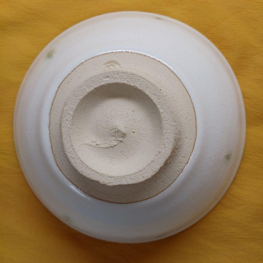 美品　清水保孝　白釉緑彩　茶碗 共箱付き