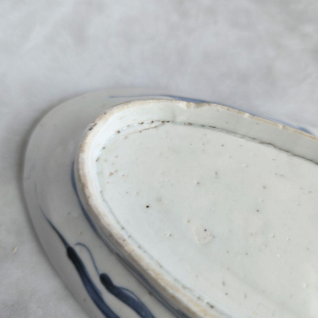 古伊万里　染付変形小皿　江戸時代　染付　骨董　金直し　金継ぎ　アンティーク