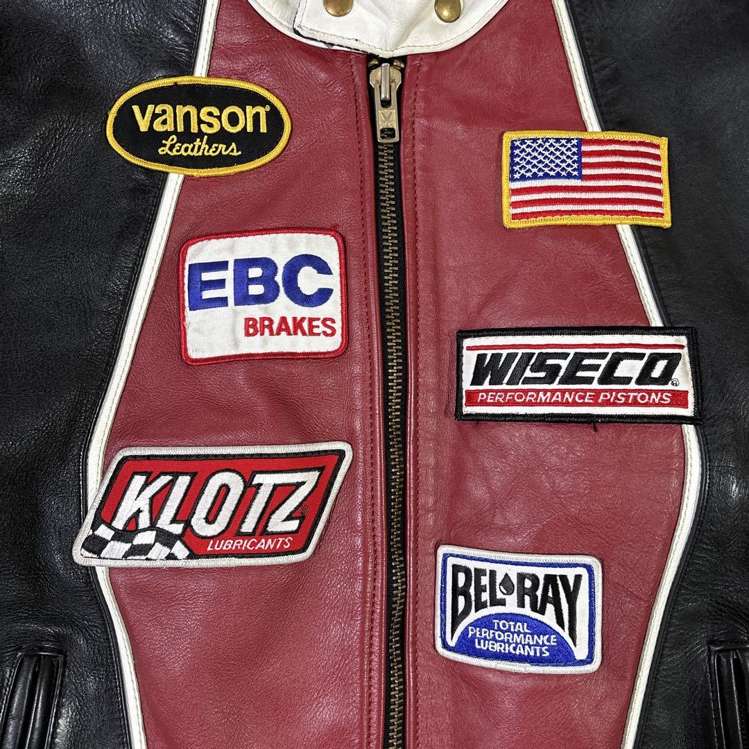 希少 VANSON USA製 レーシング レザージャケット 42 XL ワッペン