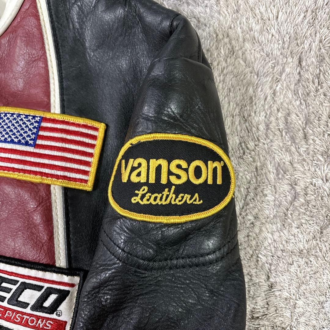 希少 VANSON USA製 レーシング レザージャケット 42 XL ワッペン