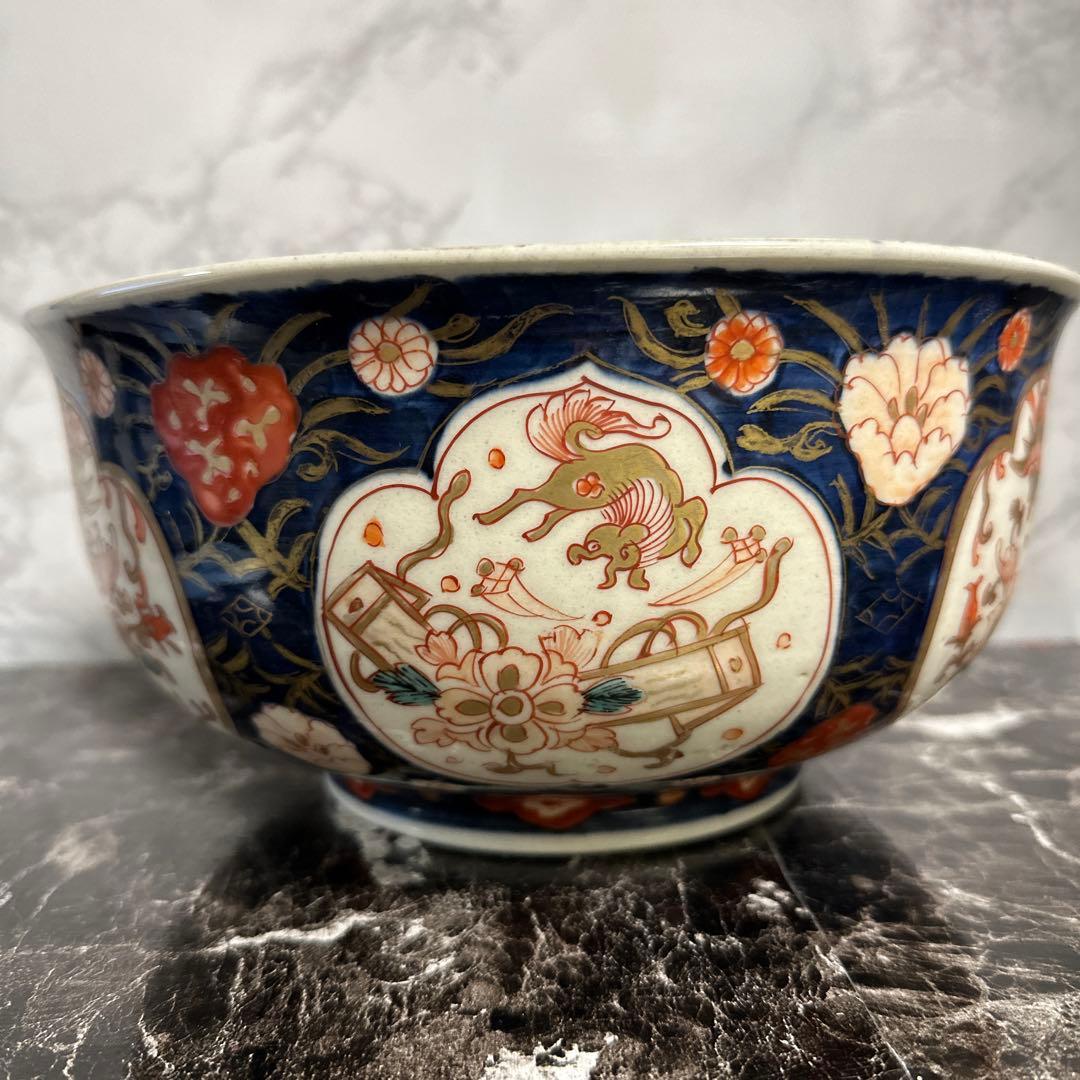 江戸、元禄古伊万里、瑠璃錦手、大深鉢。無傷。！箱付き、