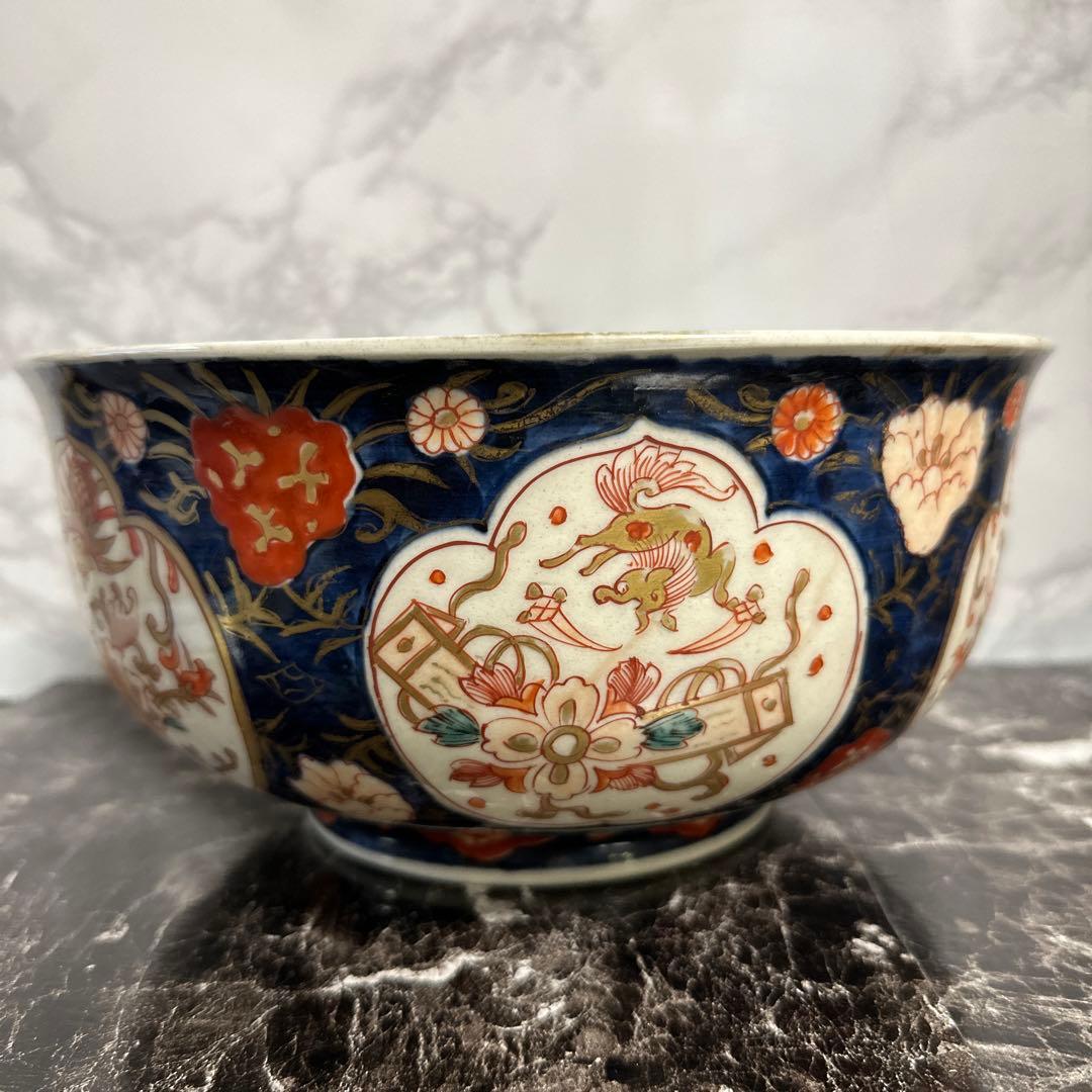 江戸、元禄古伊万里、瑠璃錦手、大深鉢。無傷。！箱付き、