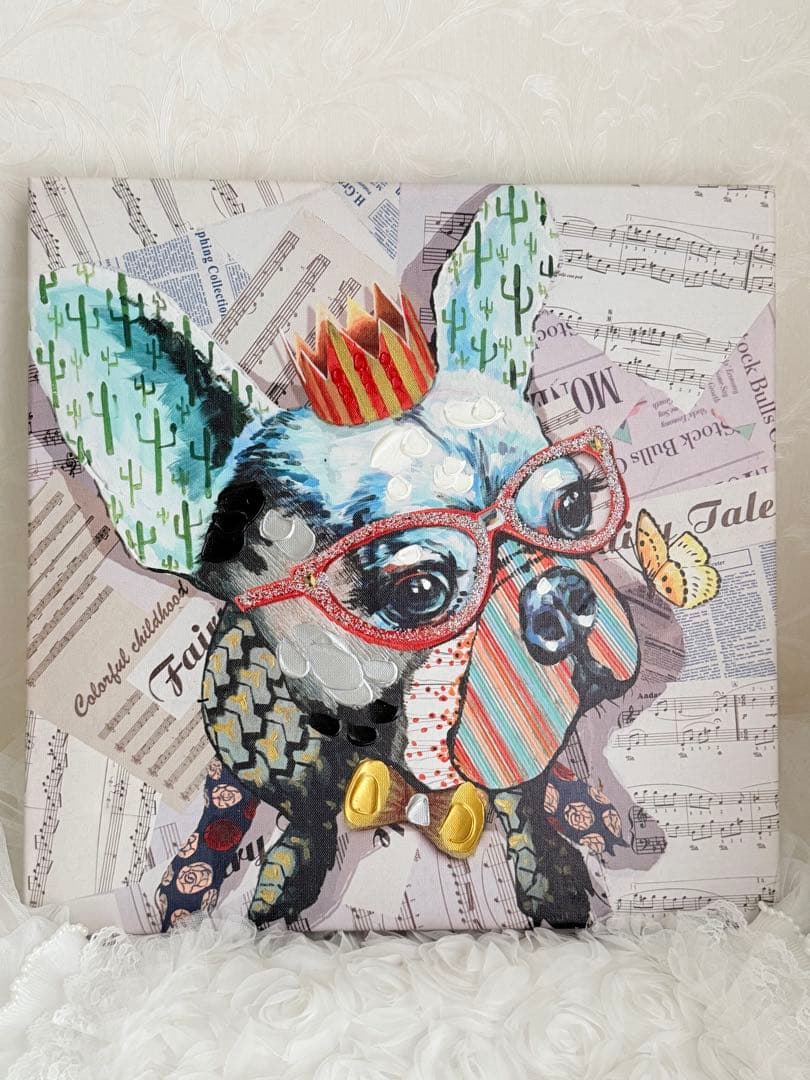 カラフルオシャレなフレンチブルドッグのアートキャンバス