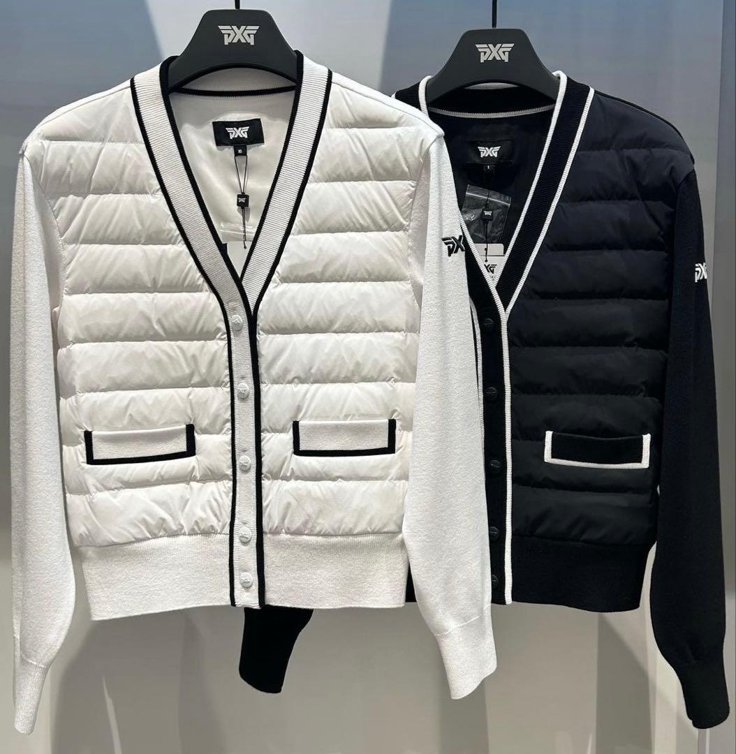 PXG ゴルフ レディース ニットダウン カーディガン ジャケット 長袖 白M