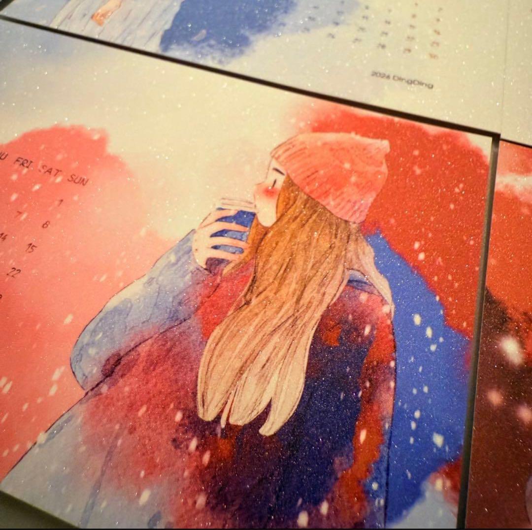 新品　DINGDING　カレンダー　PET霧面型抜きタイプマスキングテープ　8巻