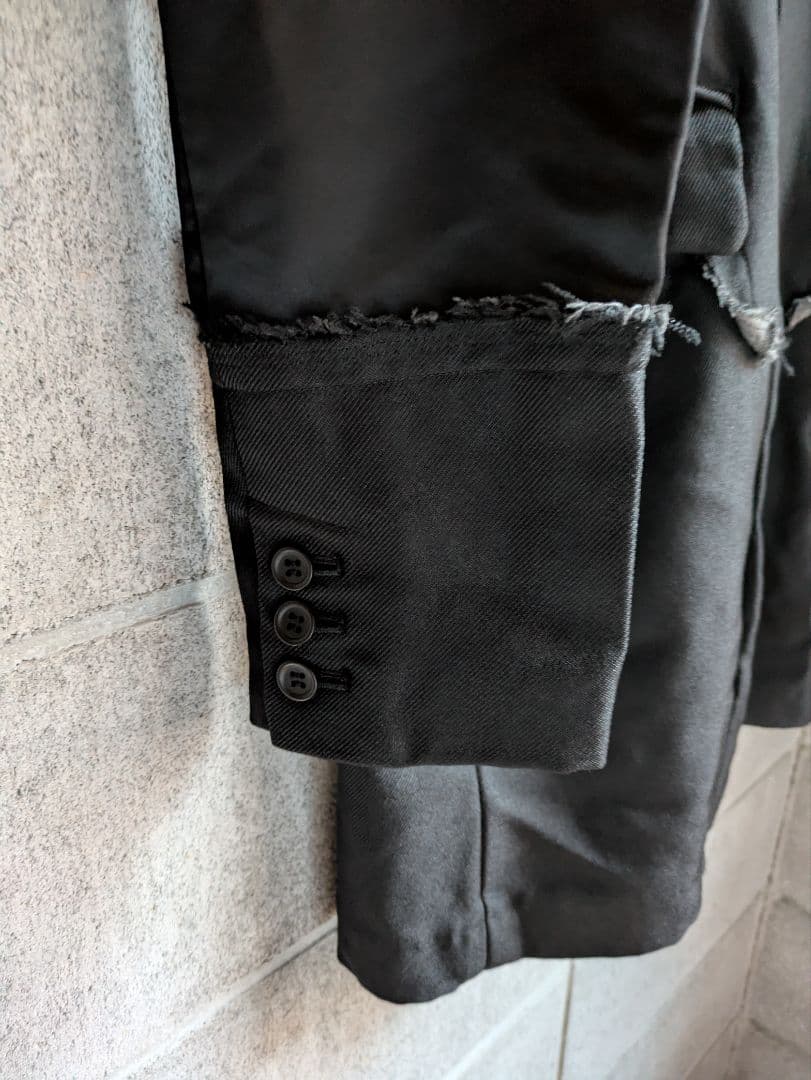 【未使用】BLACKコムデギャルソン　チェスターコート XS ブラック　異素材