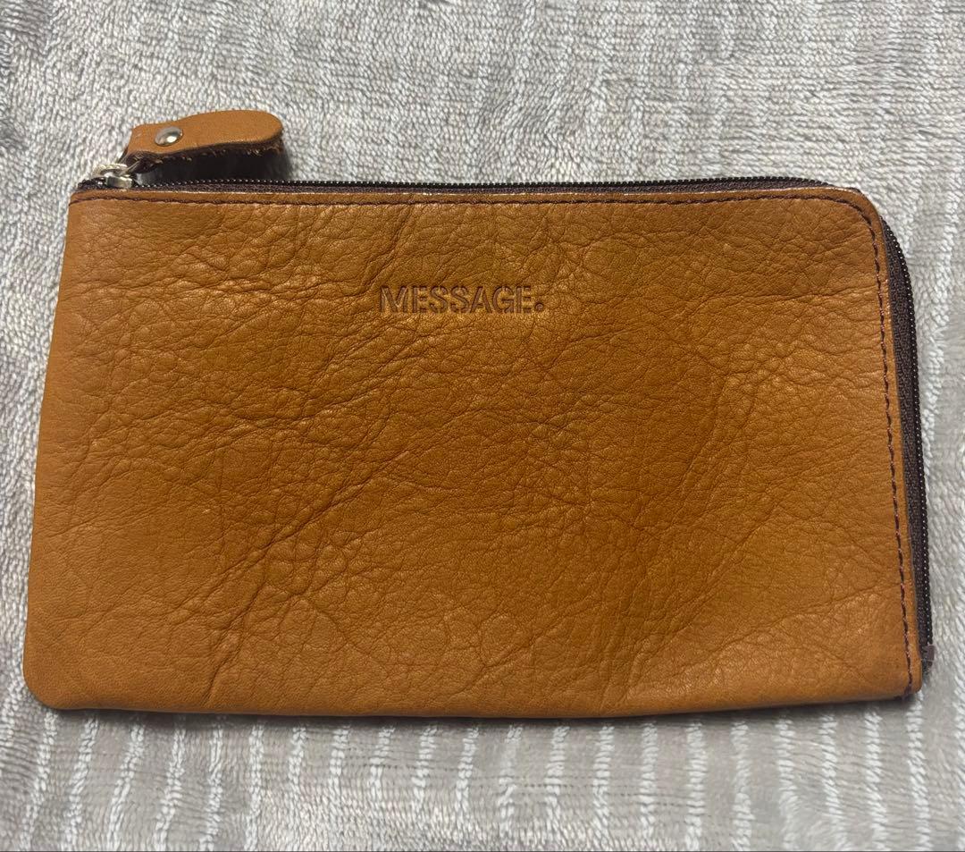 MESSAGE レザーポーチ ブラウン 革職人 メッセージ