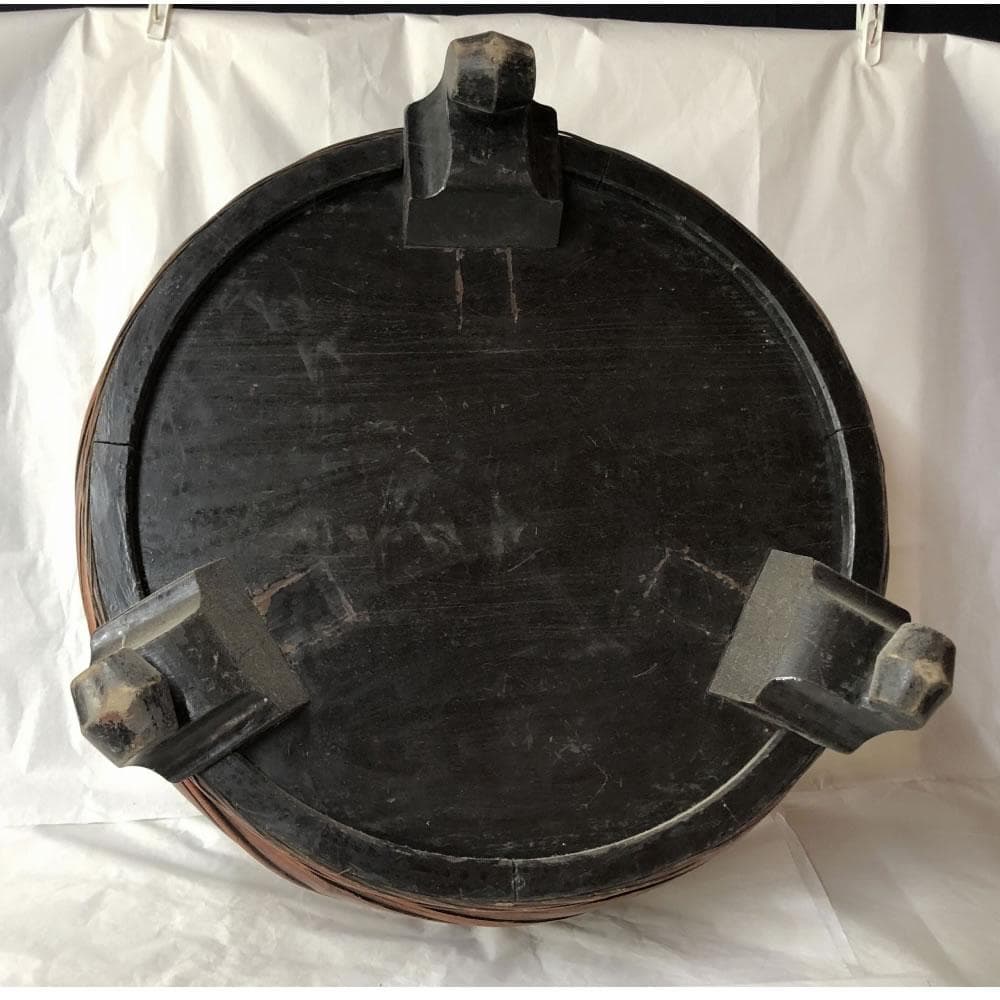 e2636 根来盆 直径43cm 桶 丸桶 飾り棚 違い棚付 煎茶盆 古道具