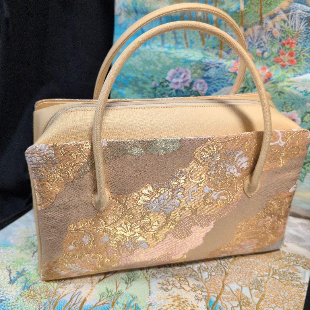 利休バック　和装用バッグ 金色とピンクのグラデーション　美品