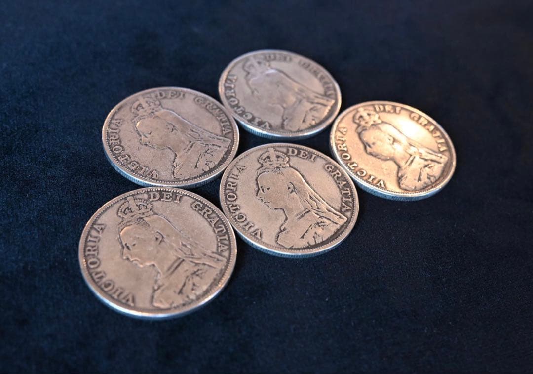 銀貨 ダブルフローリン 5枚 （マジック）　年号揃い