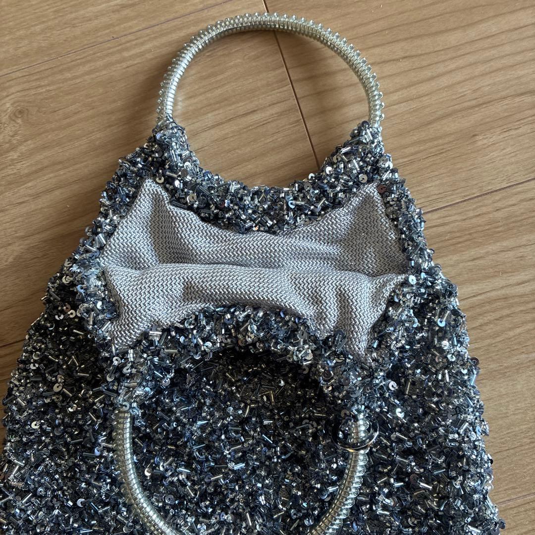 ANTEPRIMA シルバー系 ビーズ装飾 パーティーバッグ