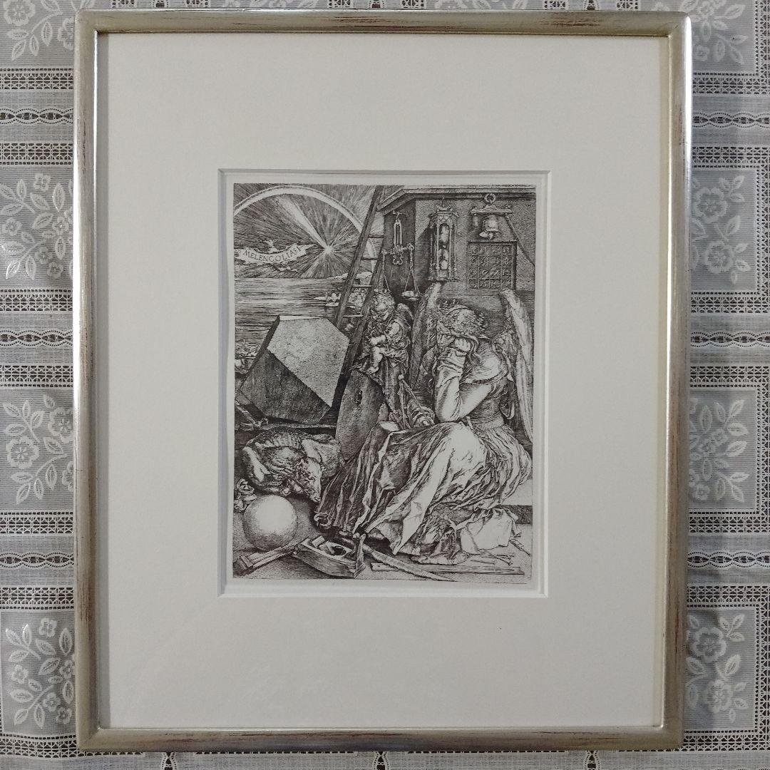 \"未使用\" アルブレヒト・デューラー 銅版画『メランコリア』ウコン布&共箱付