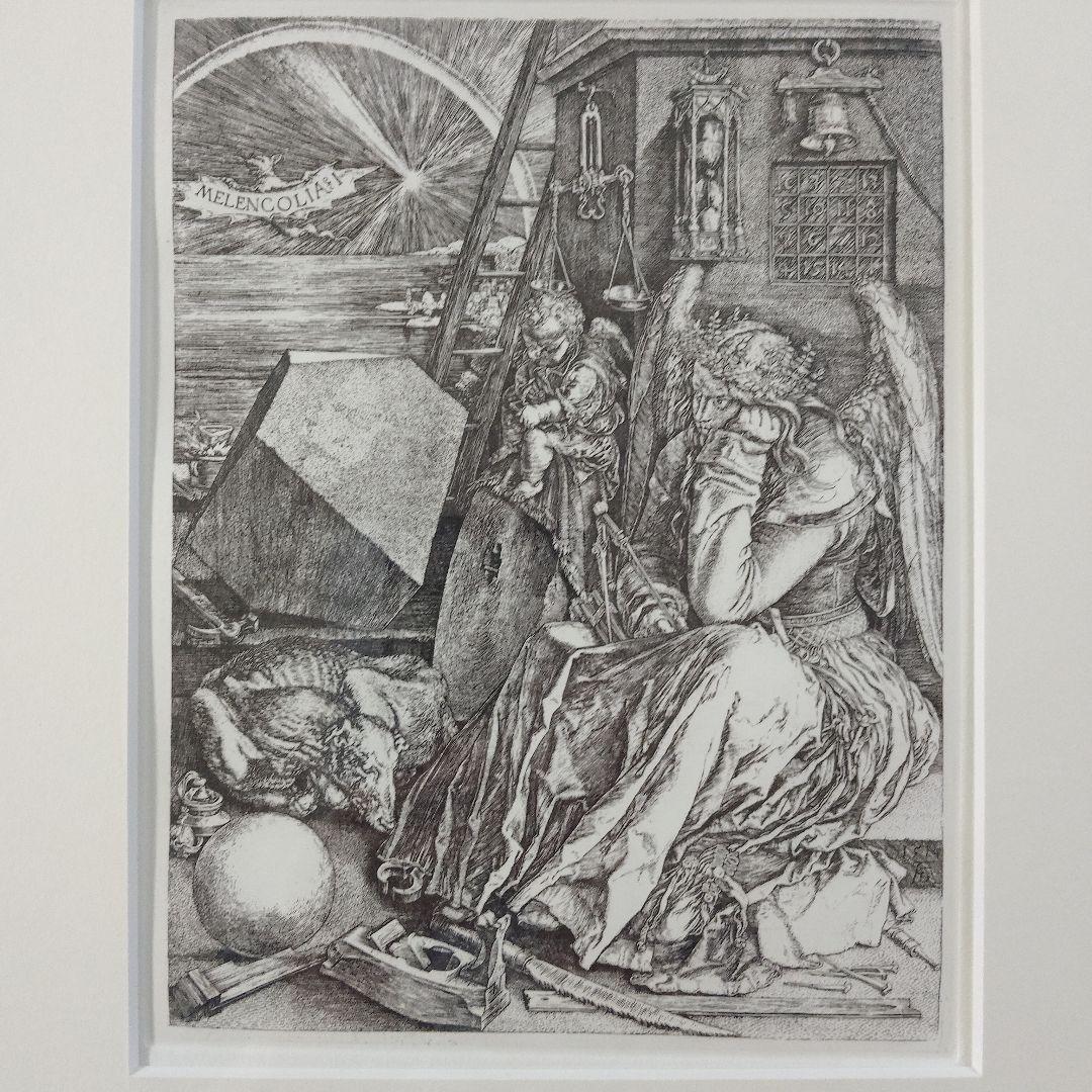 \"未使用\" アルブレヒト・デューラー 銅版画『メランコリア』ウコン布&共箱付
