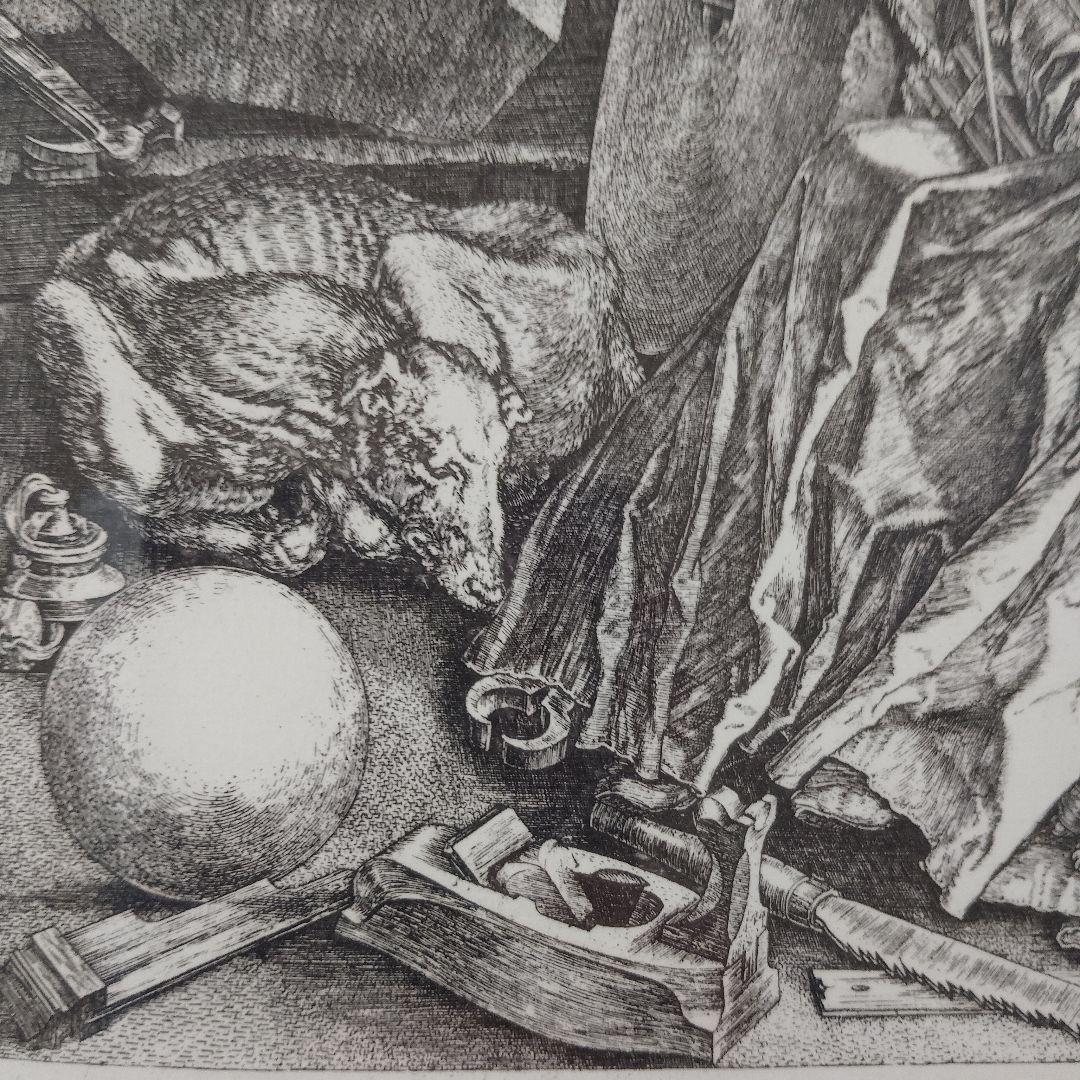 \"未使用\" アルブレヒト・デューラー 銅版画『メランコリア』ウコン布&共箱付