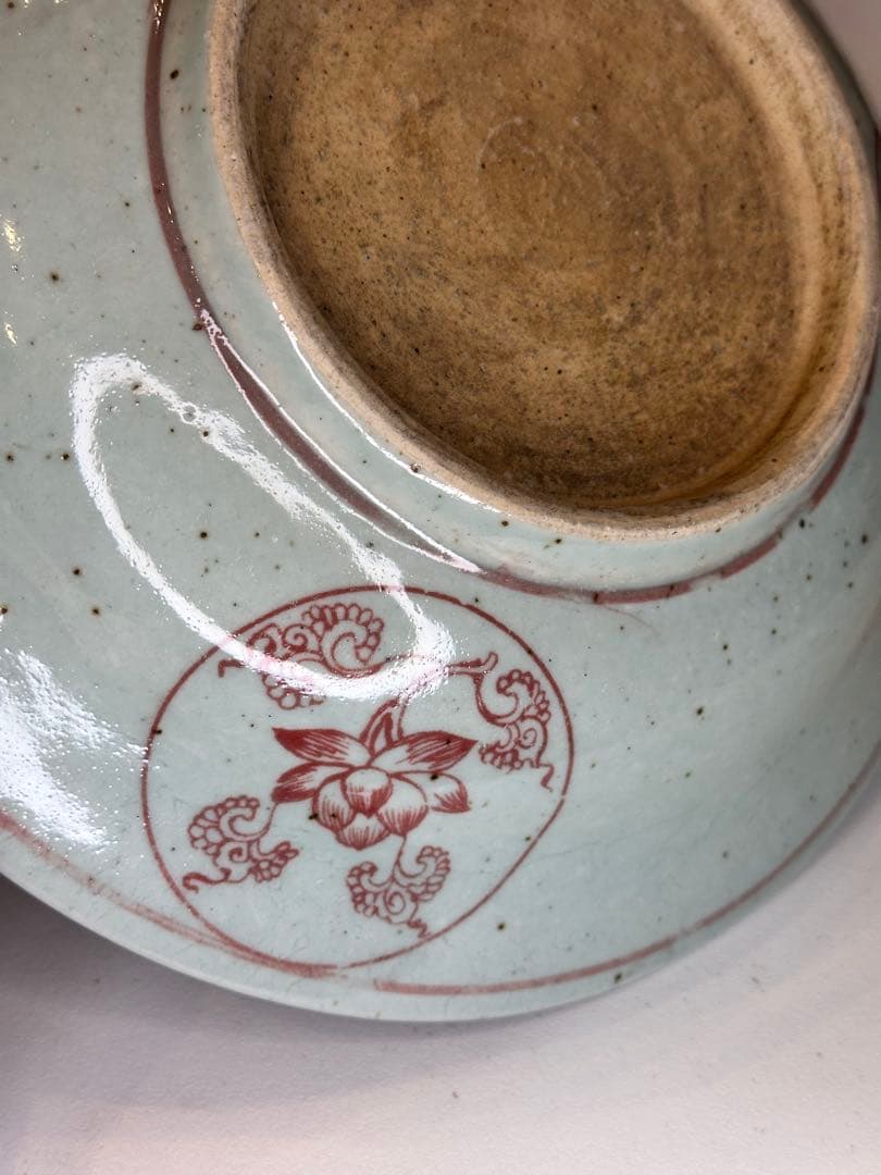 中国 明時代 釉裏紅 荷花文 皿 古陶磁 骨董品 美術品