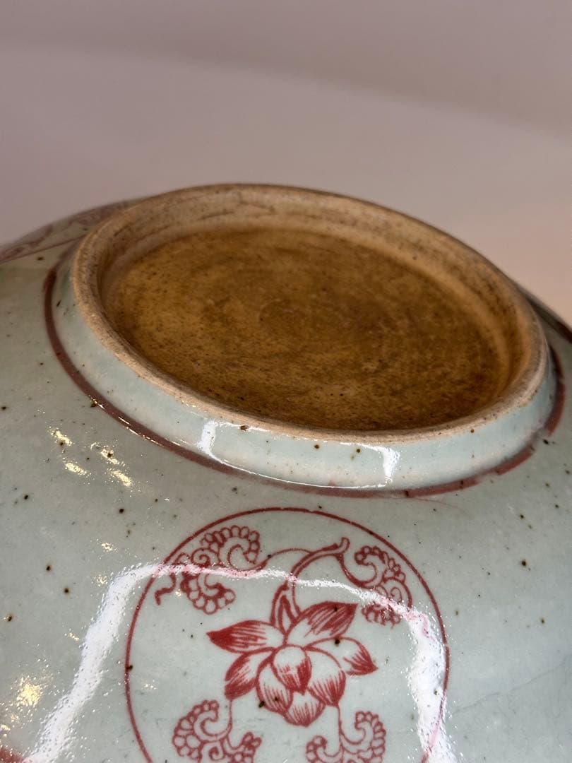 中国 明時代 釉裏紅 荷花文 皿 古陶磁 骨董品 美術品