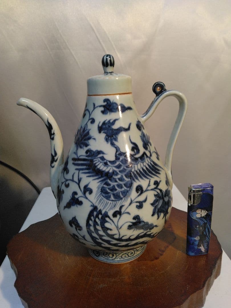 青白陶器 水差し 鳳凰デザイン