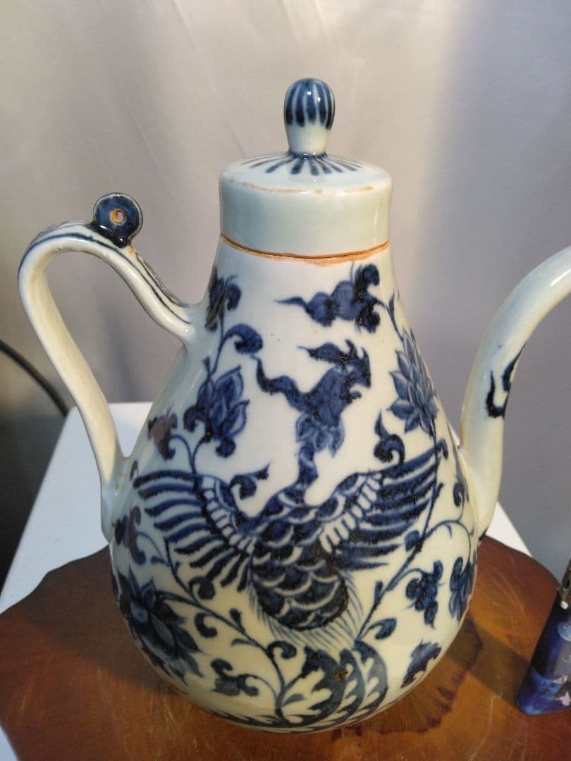 青白陶器 水差し 鳳凰デザイン