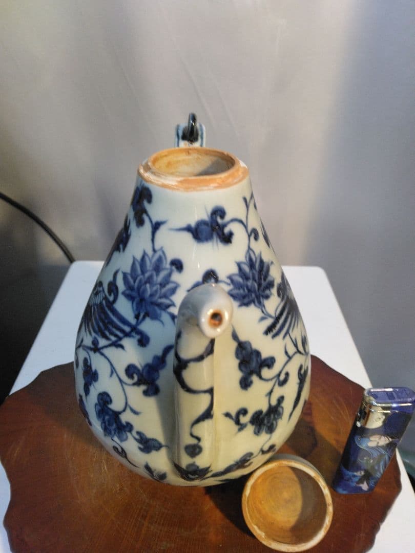 青白陶器 水差し 鳳凰デザイン