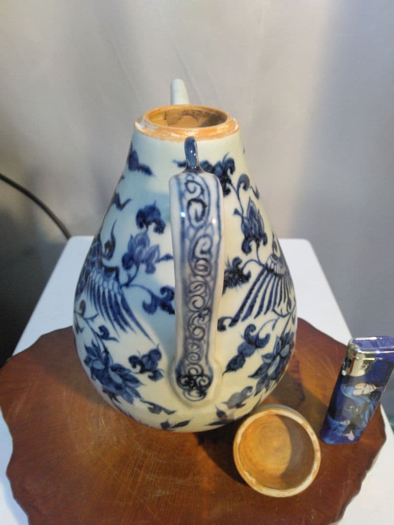 青白陶器 水差し 鳳凰デザイン